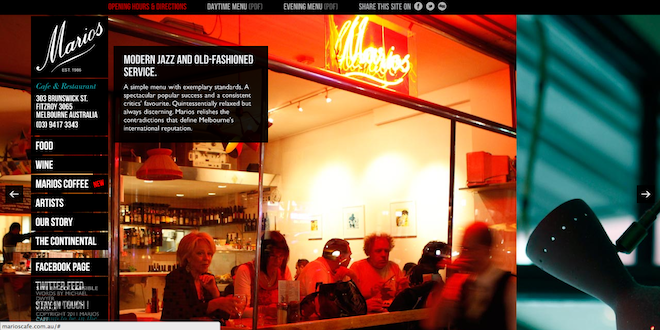 写真のコントラストが美しい飲食店WEBサイト